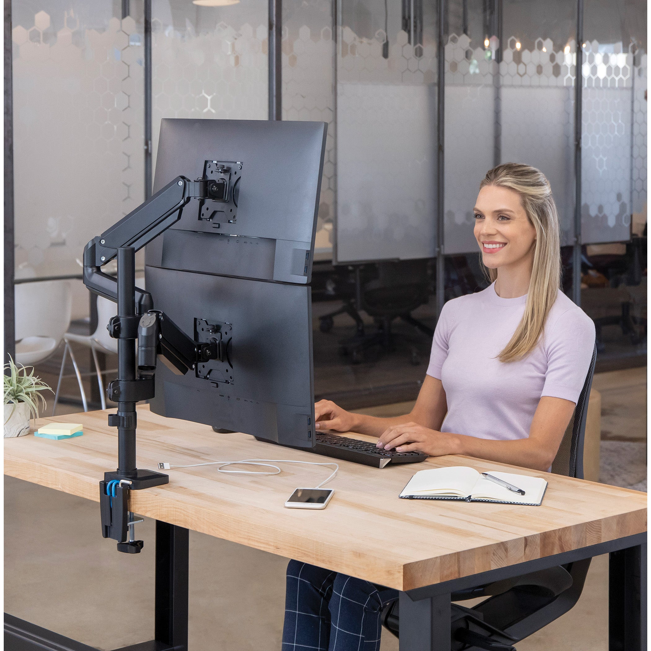 Fellowes Monitorarm Platinum Gas Staplad Dubbel