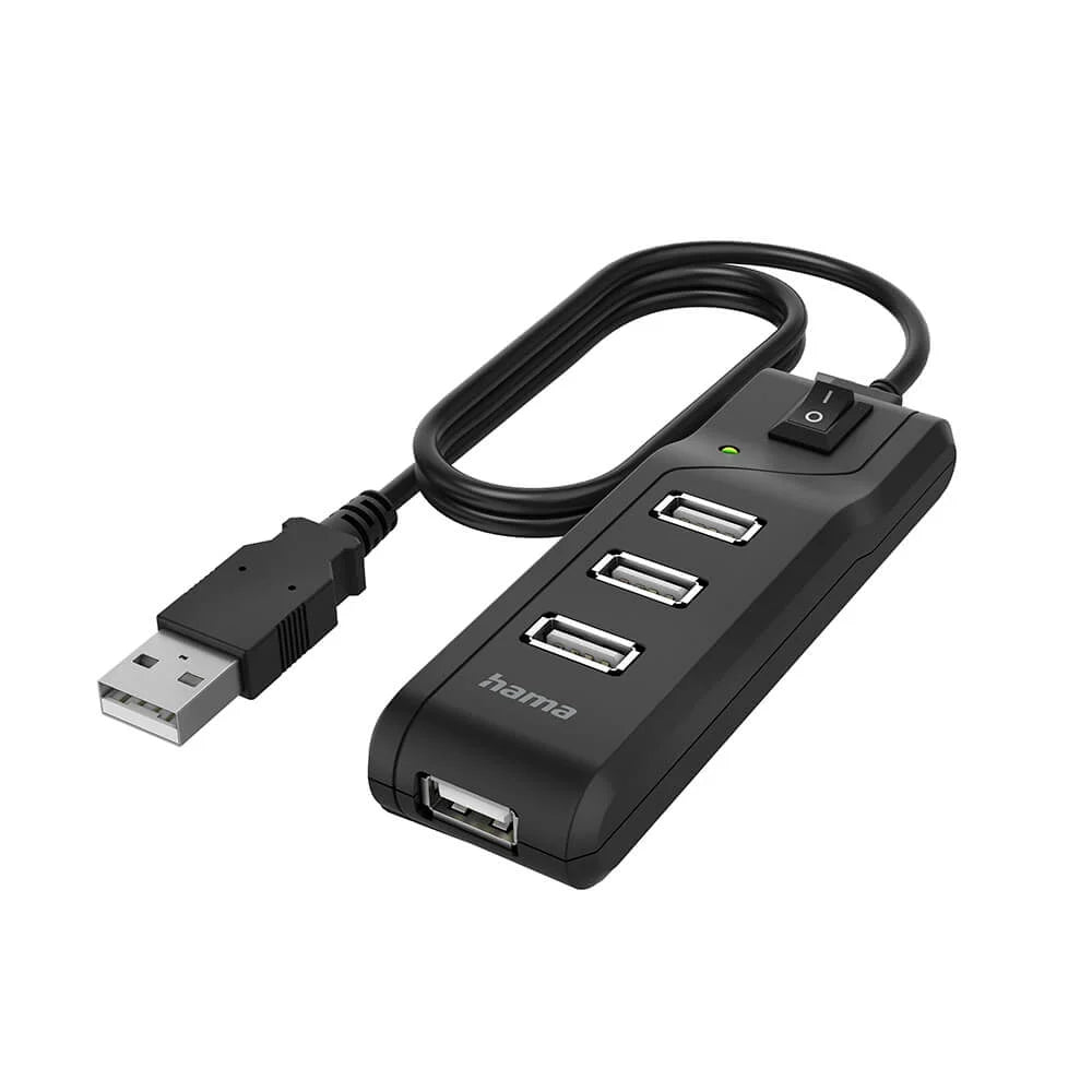 Hama Hub USB-A 2.0 Switch 4 portar Svart