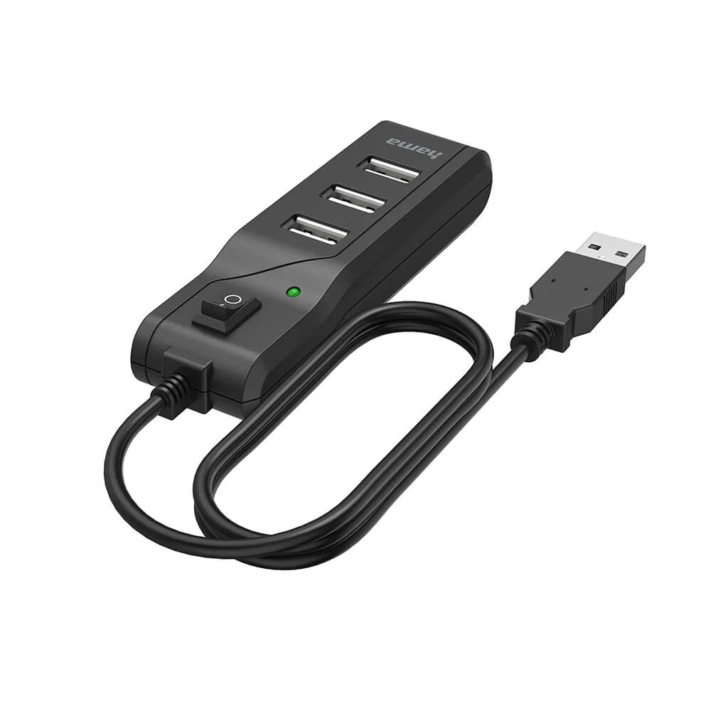 Hama Hub USB-A 2.0 Switch 4 portar Svart