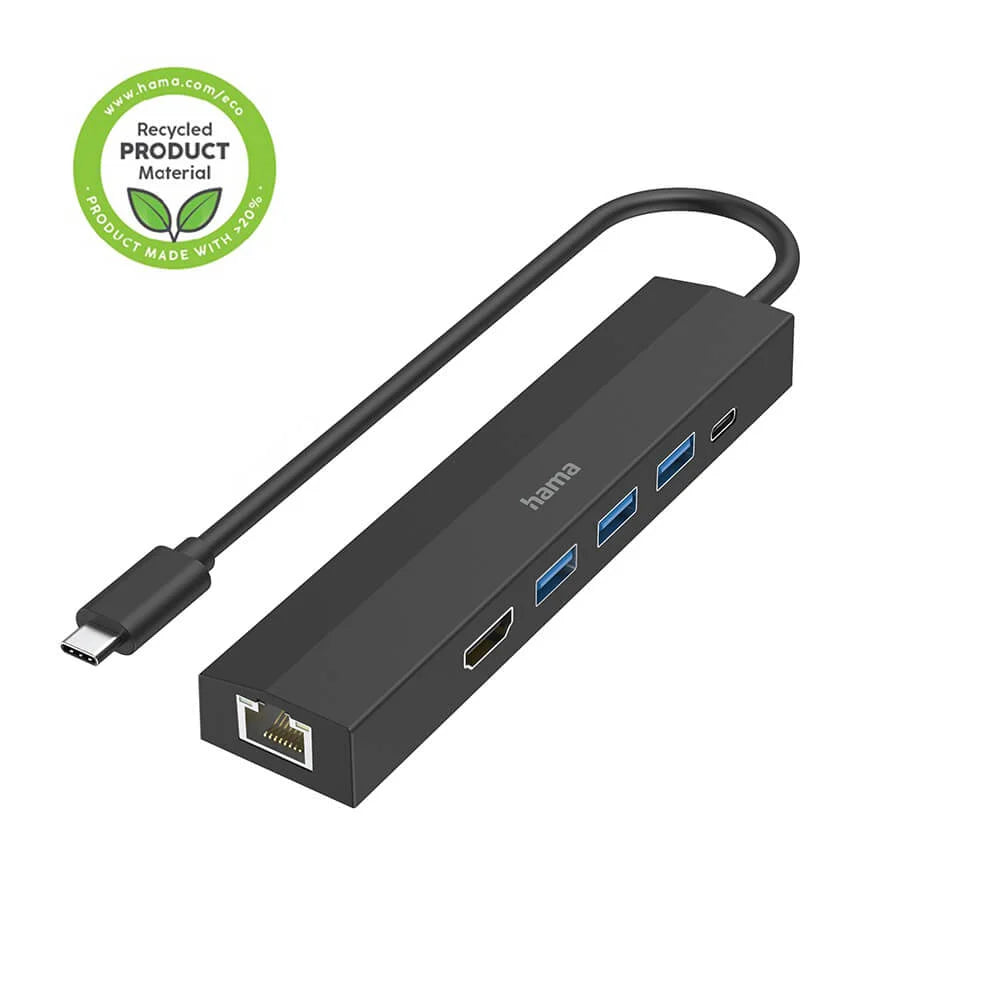 Hama USB-C Hub Multiport 6 portar Svart