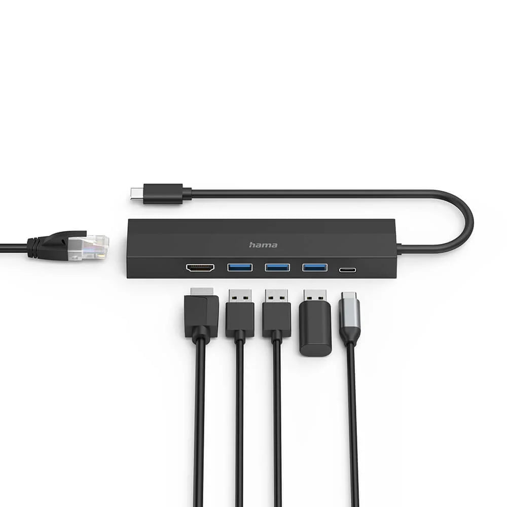 Hama USB-C Hub Multiport 6 portar Svart
