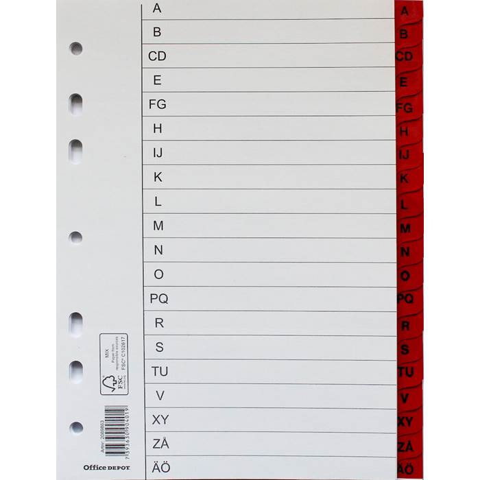 Register Flikförstärkt A5 A-Ö