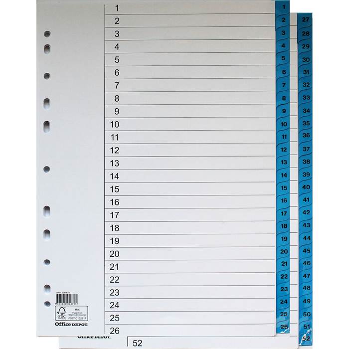 Register A4 1-52 Flikförstärkt 5/fp