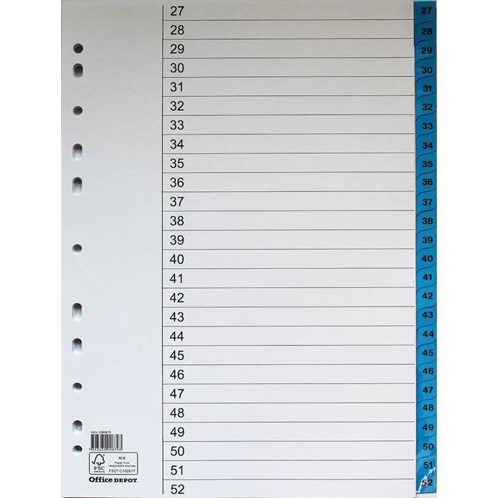 Register A4 1-52 Flikförstärkt 5/fp