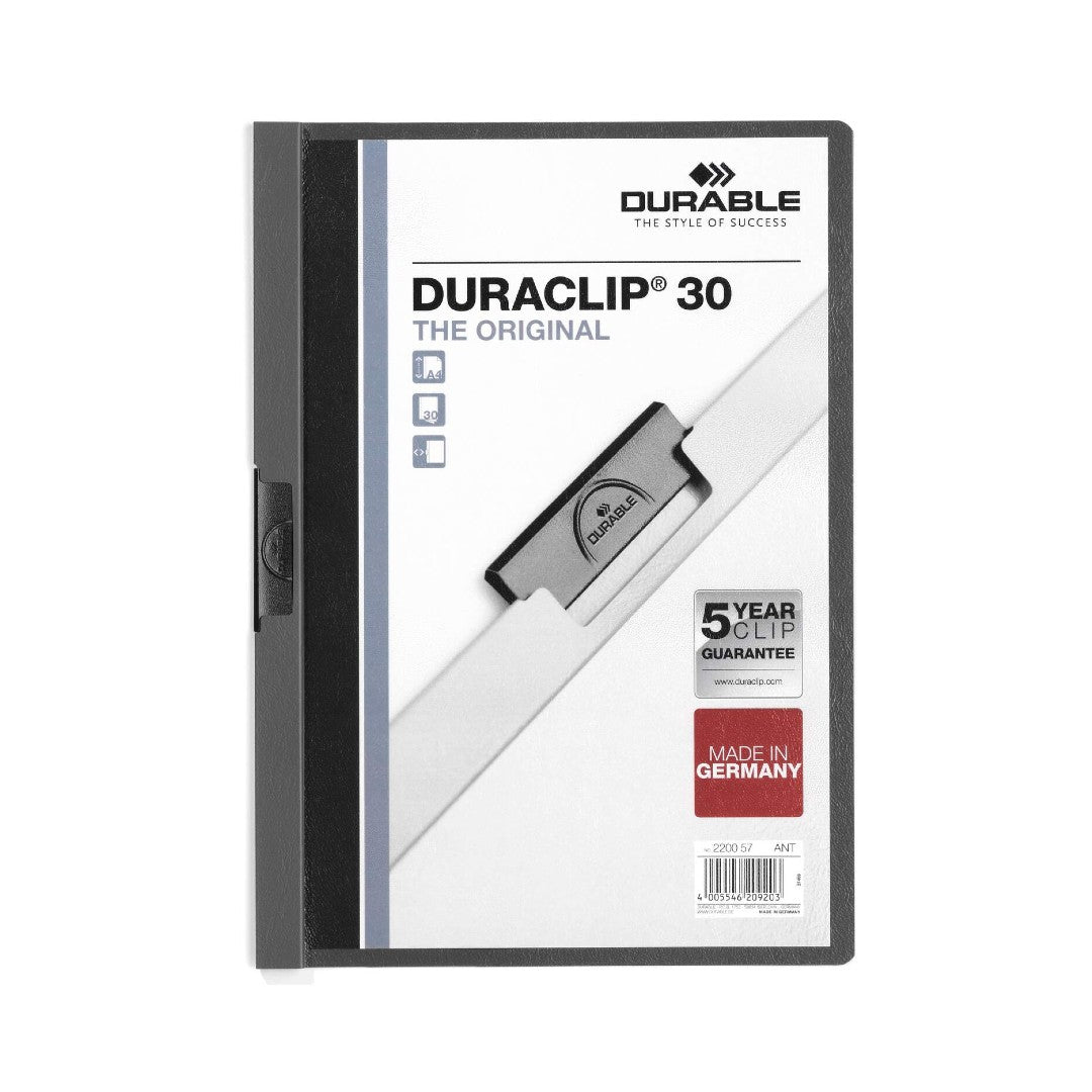Durable Klämmapp Duraclip 2200 A4 3mm mörkgrå