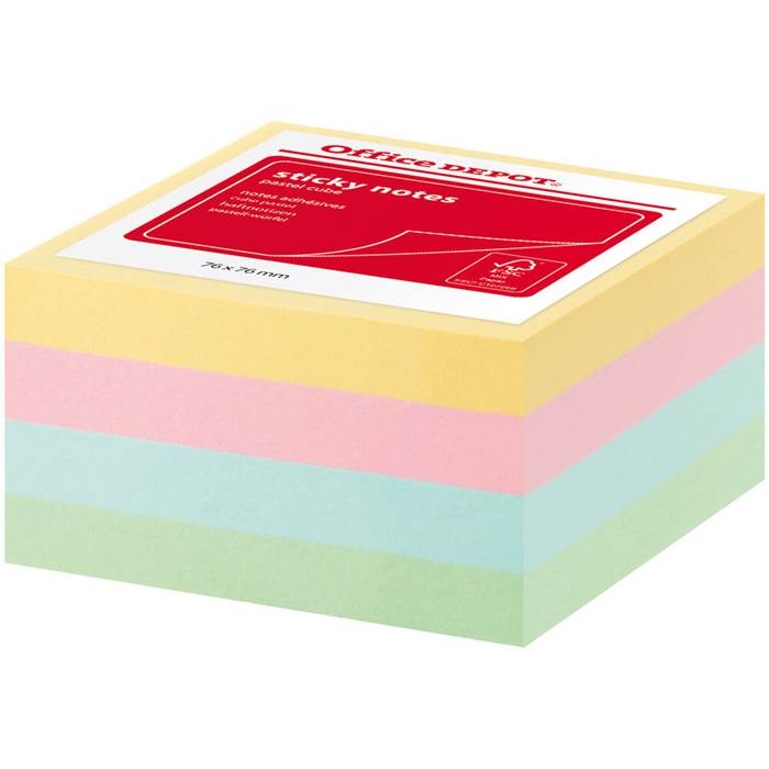 Notiskub 76x76mm 400 blad Pastell