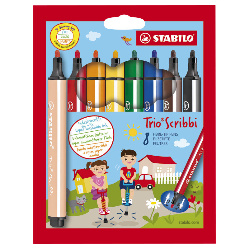 STABILO Fiberpenna Trio Scribbi Trekantig 8 Färger