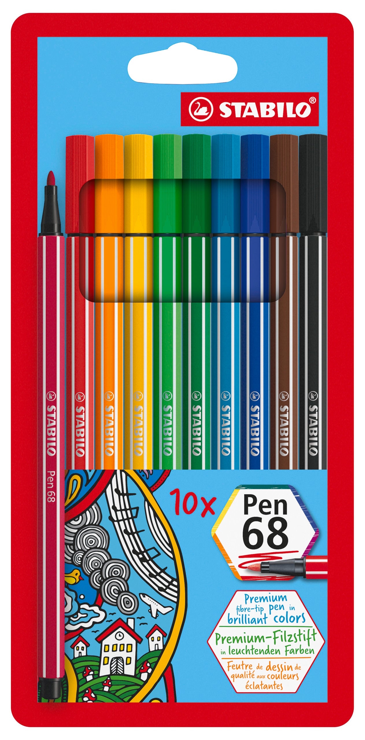 Stabilo Fineliner Pen 68 10 Färger 1,0mm