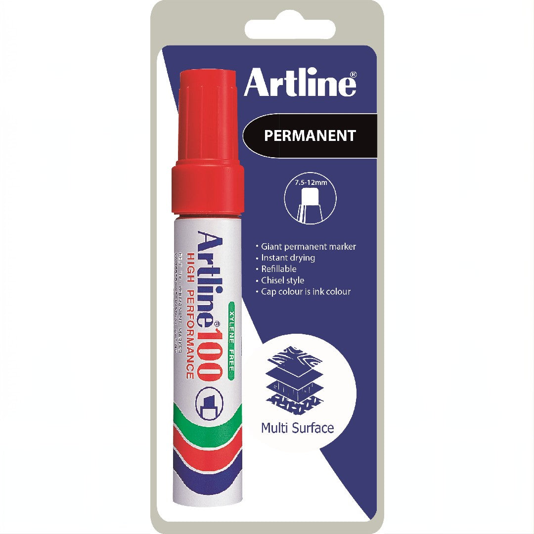 Artline Märkpenna 100 Skuren Röd 7–12mm 1-blister 6/fp