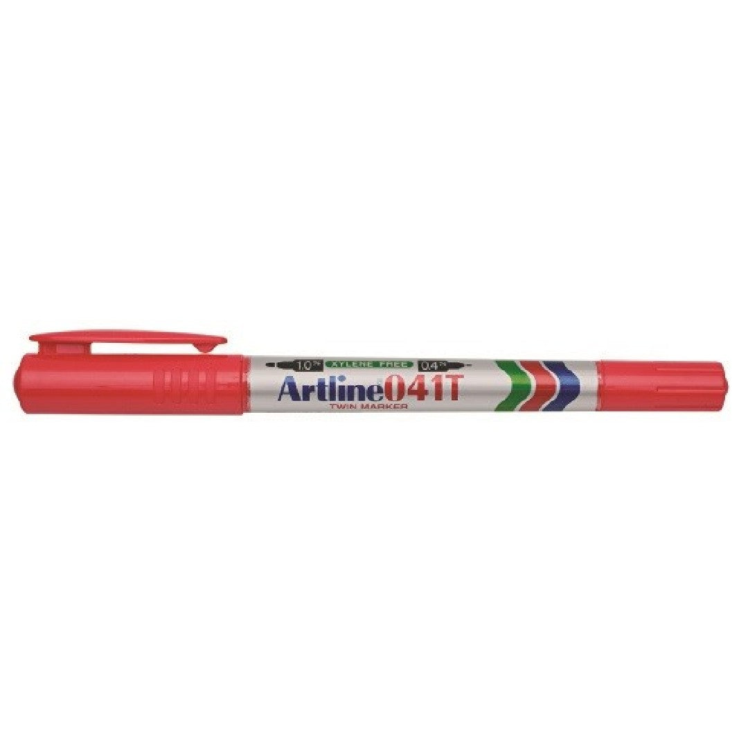 Artline Märkpenna 041T 2-i-1 Rund Röd 0.4/1mm 12/fp