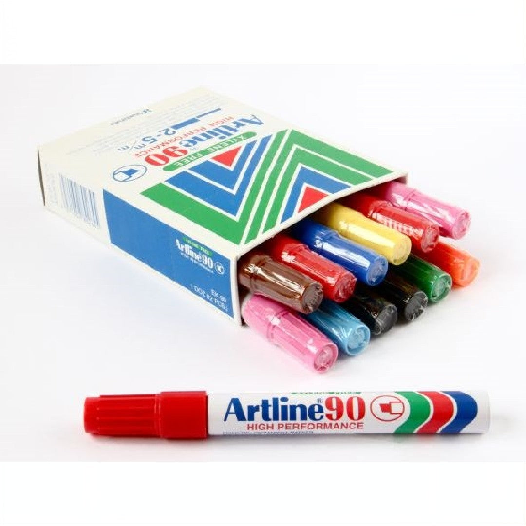 Artline Märkpenna 90 Skuren 2–5mm Sorterade Färger 12/fp