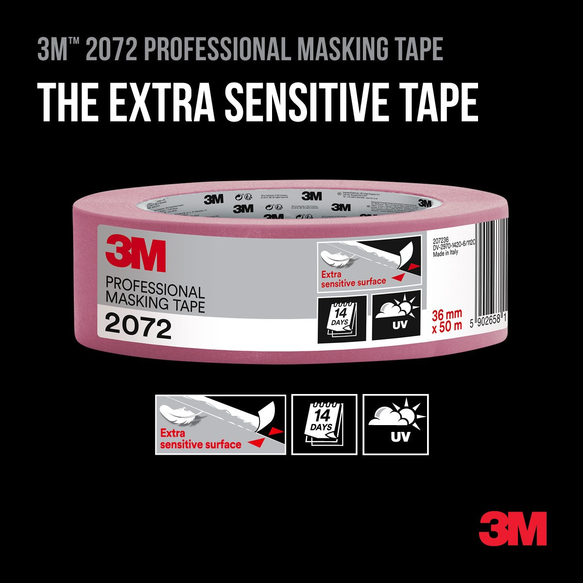 3M Maskeringstejp Scotch 2072, 18mm x 50m 48/fp