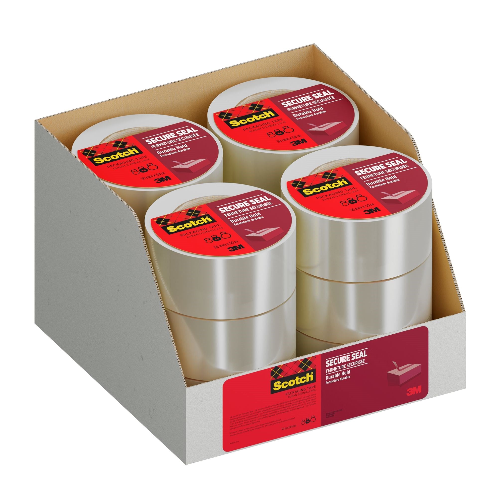 Scotch Packtejp Secure 50mm x 50m Transparent 1 rulle