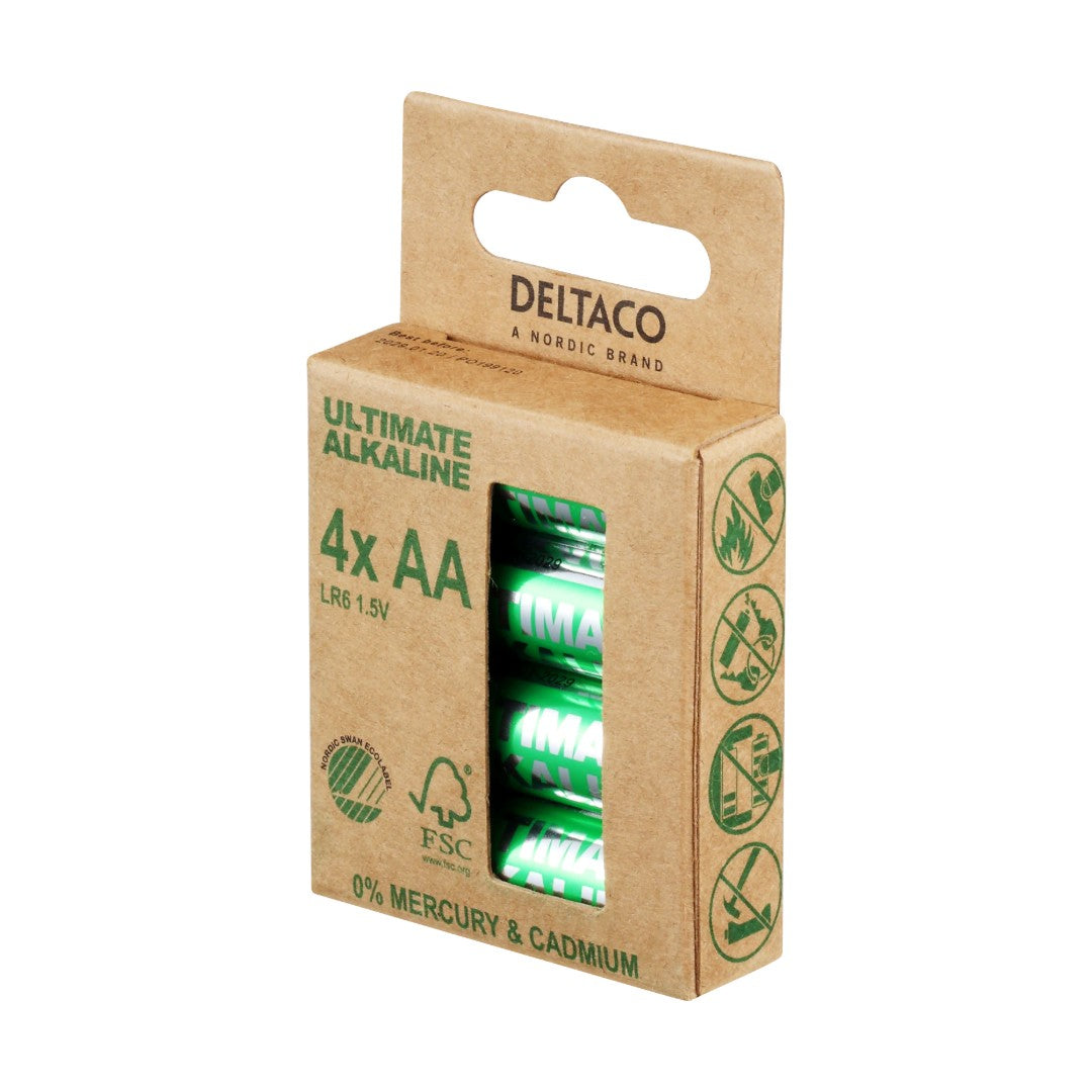 Deltaco Alkaline AA Batterier 4/fp