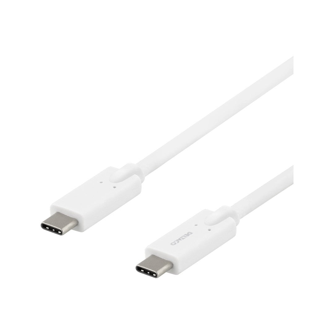 Deltaco USB-C till USB-C Kabel 2m Vit