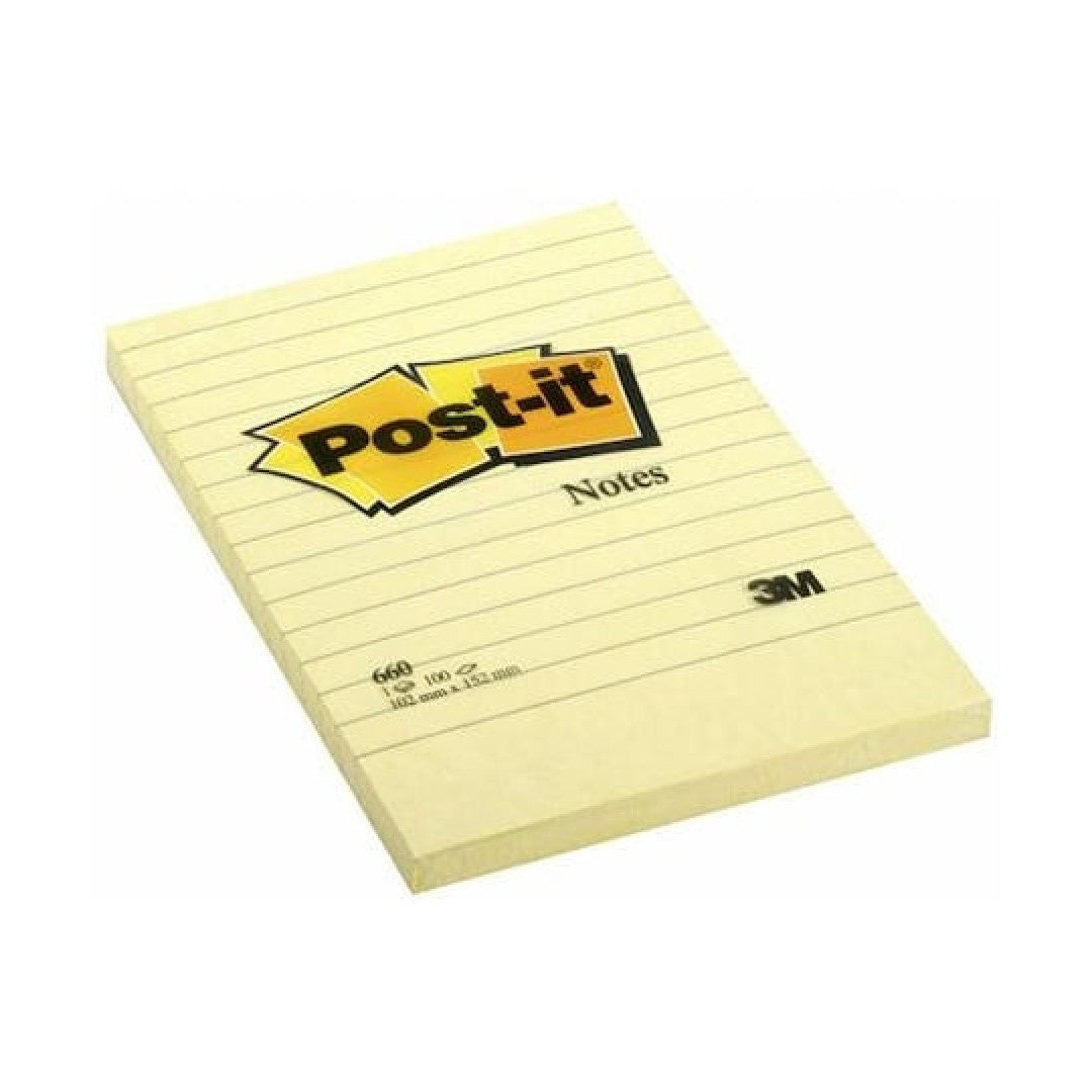 Post-it Notes Linjerade 102x152mm Gul 6/fp