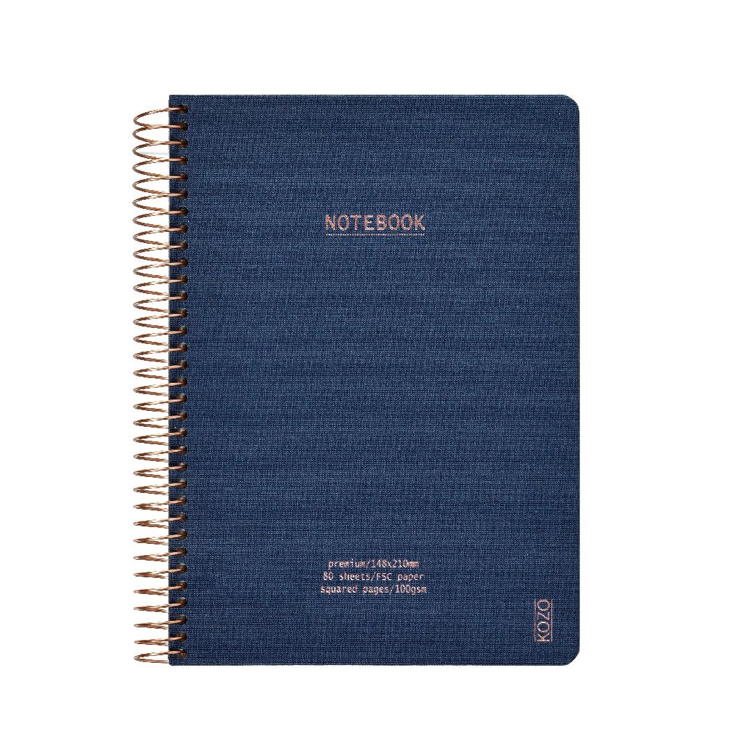Kozo Anteckningsbok Premium A5 Rutad Marin