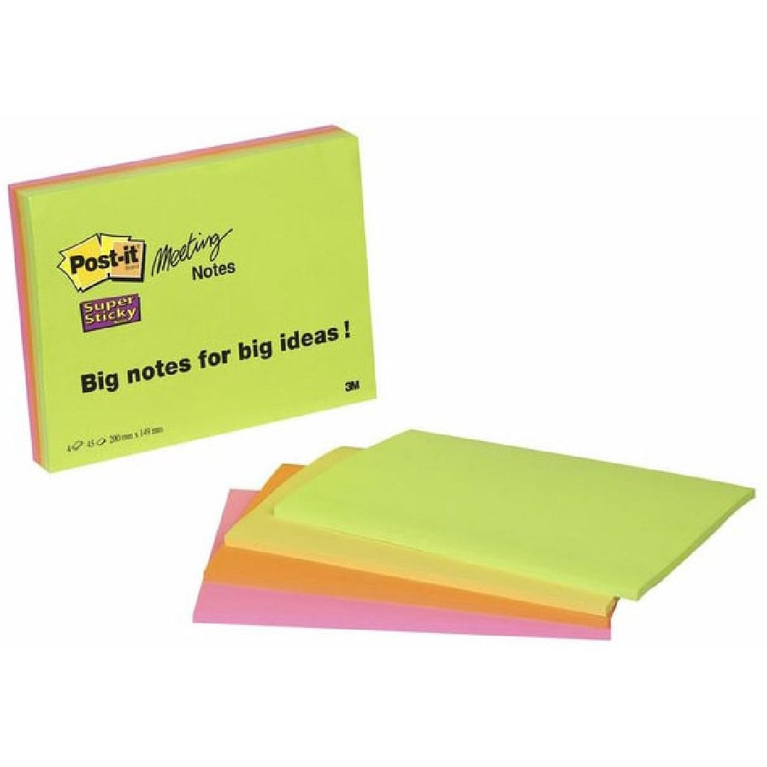 Post-it Super Sticky Meeting Notes 149x98mm 4/fp