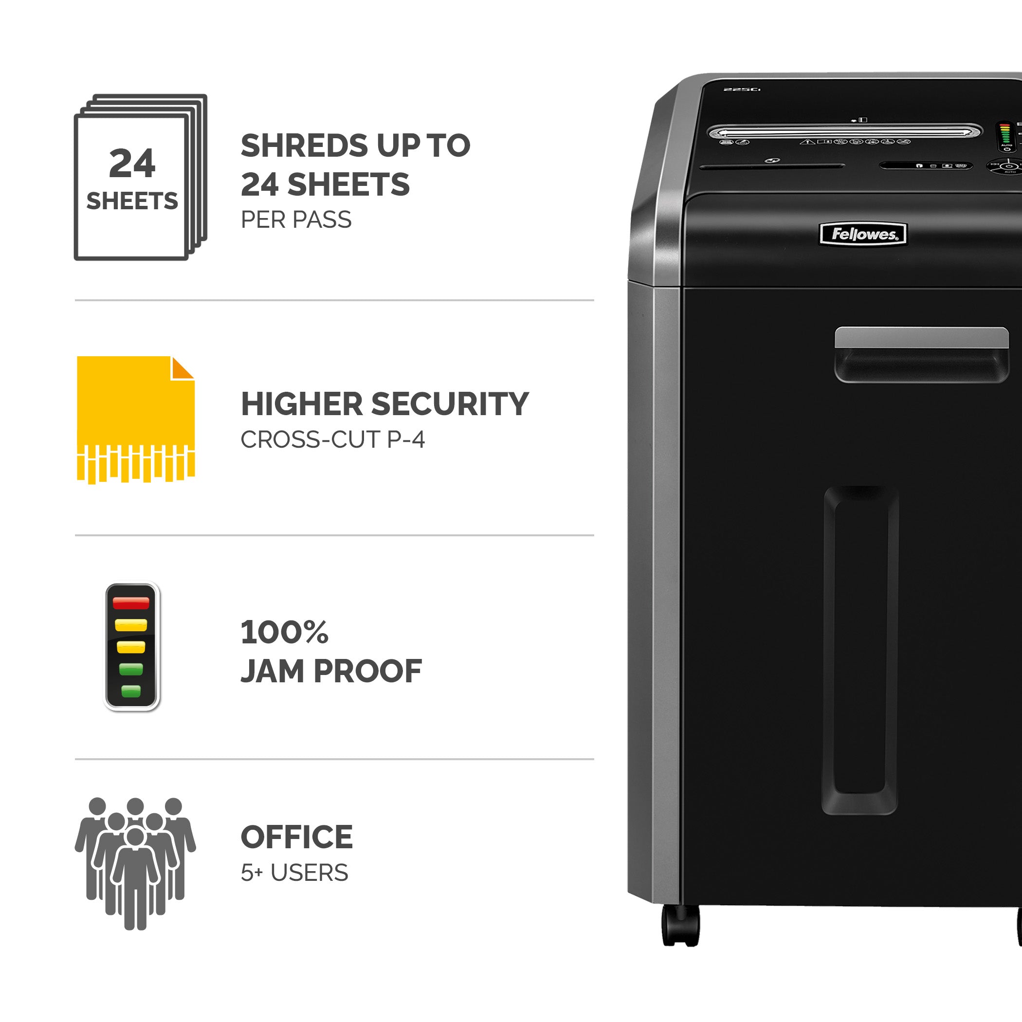 Fellowes Dokumentförstörare PowerShred 225Ci P-4 Cross-Cut