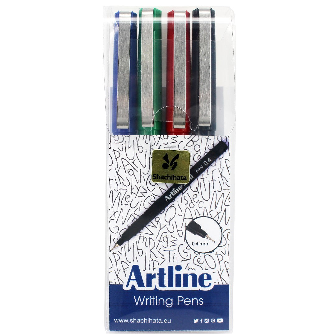 Artline Fineliner 200 Fine 0,4mm 4/fp Svart/Röd/Blå/Grön