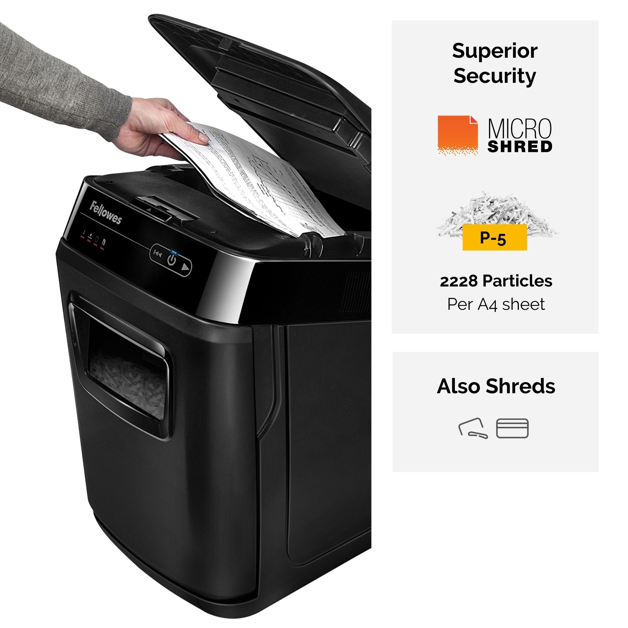 Fellowes Dokumentförstörare AutoMax 200M P-5 Mikrostrimling