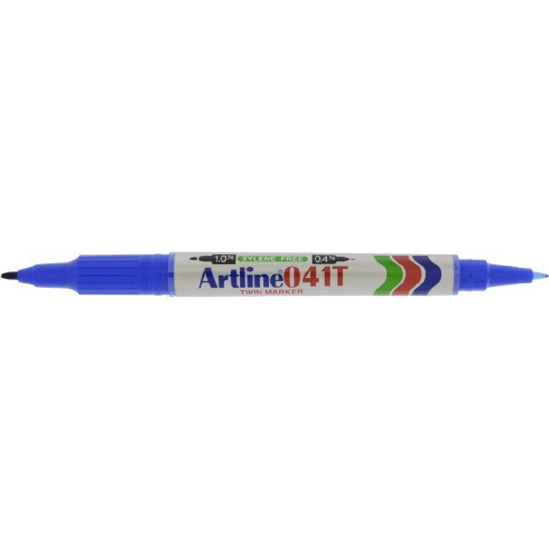Artline Märkpenna 041T 2-i-1 Rund Blå 0.4/1mm 12/fp