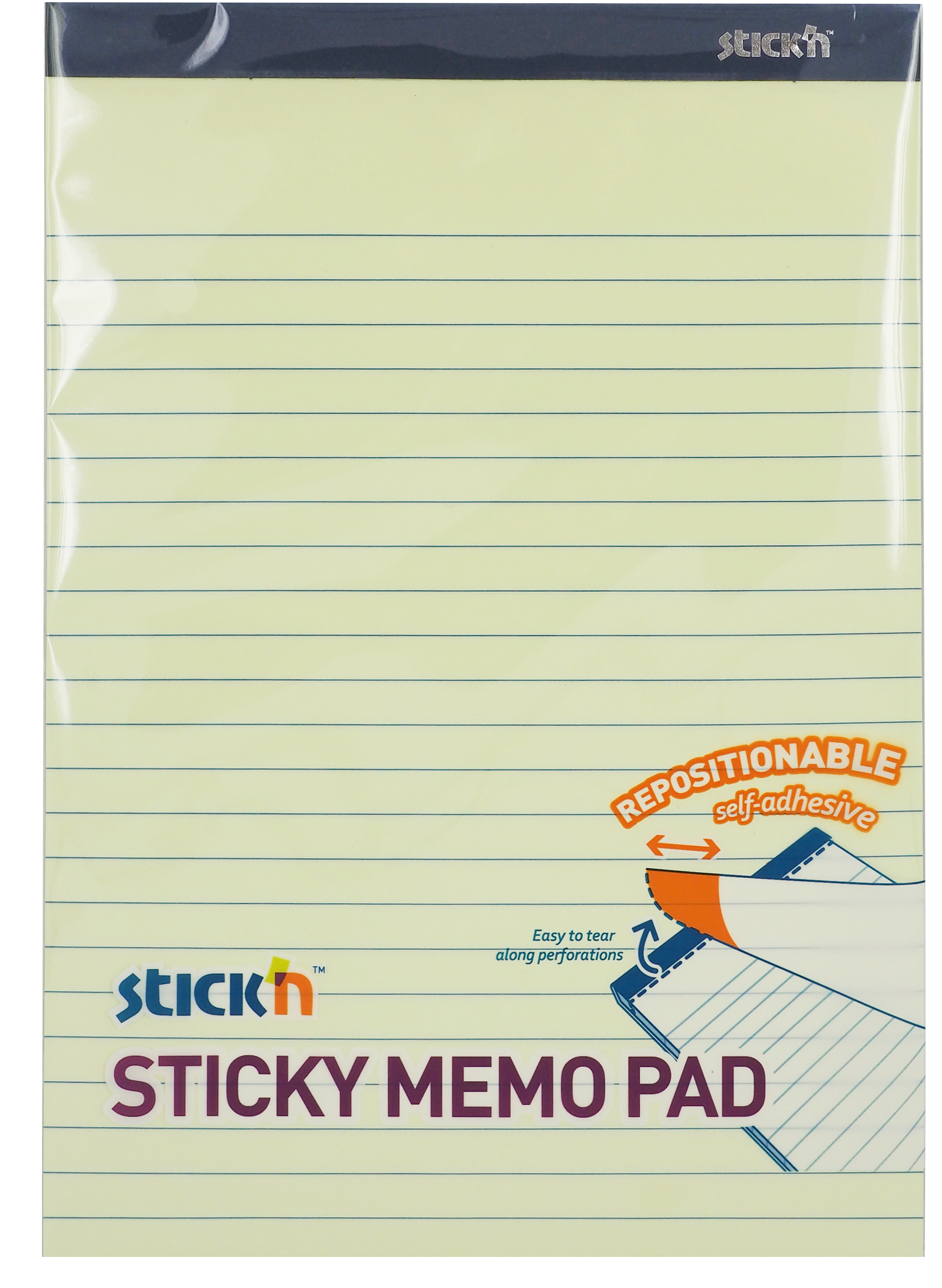 Stick'n Memo Pad Notisblock Linjerat 25x17 cm Gul
