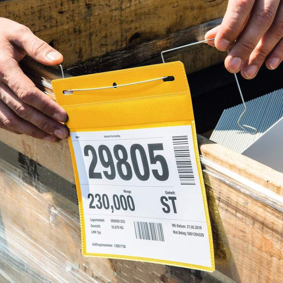 Durable Lagerficka med Ståltrådsfäste A4L med trådbygel Gul 50/fp