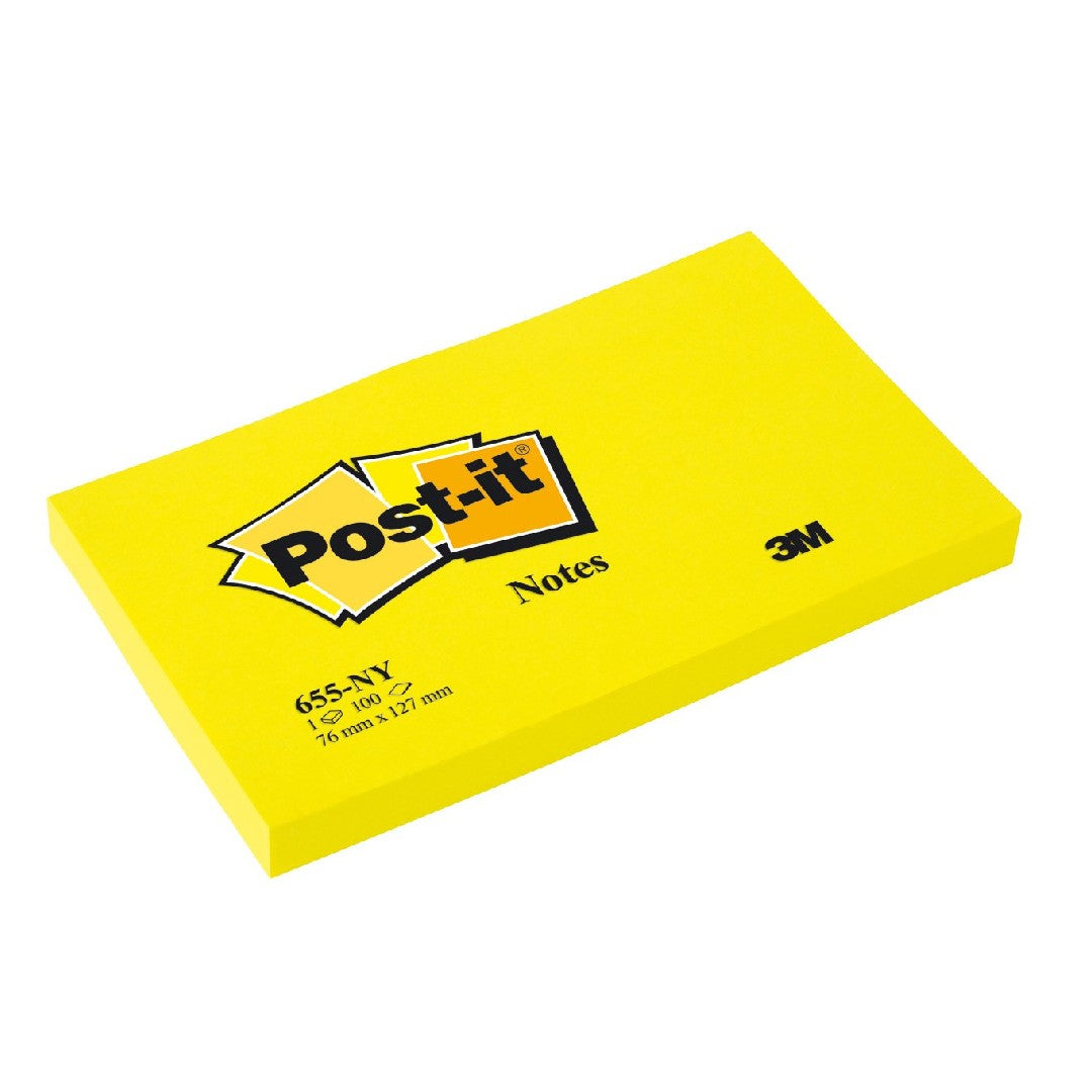 Post-it Notes Neon Gul 76x127mm 6/fp