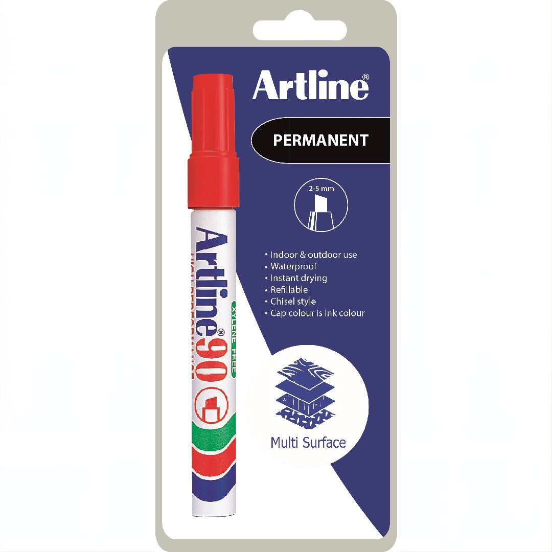 Artline Märkpenna 90 Skuren Röd 2–5mm 1-blister 12/fp