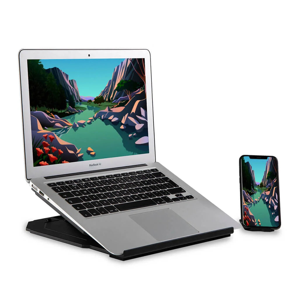Desire2 Laptopställ 2-i-1 Portabelt 360 Roterbart Svart