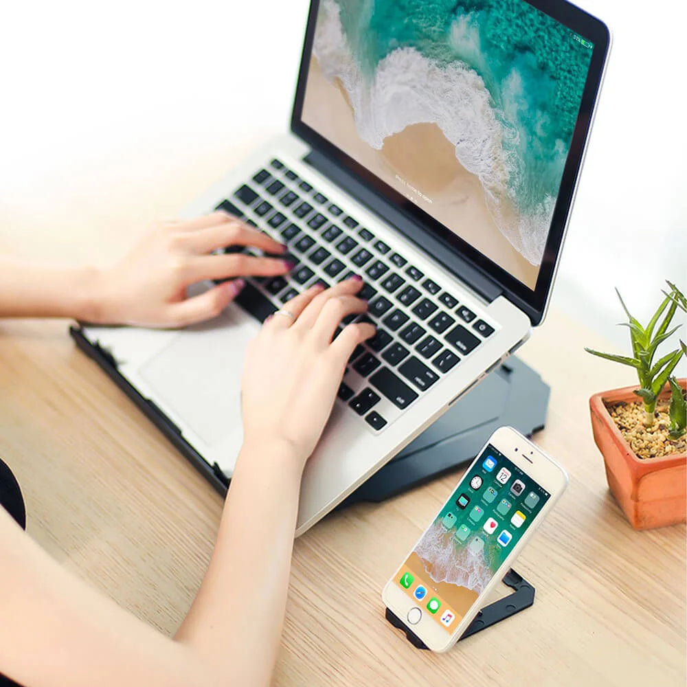 Desire2 Laptopställ 2-i-1 Portabelt 360 Roterbart Svart