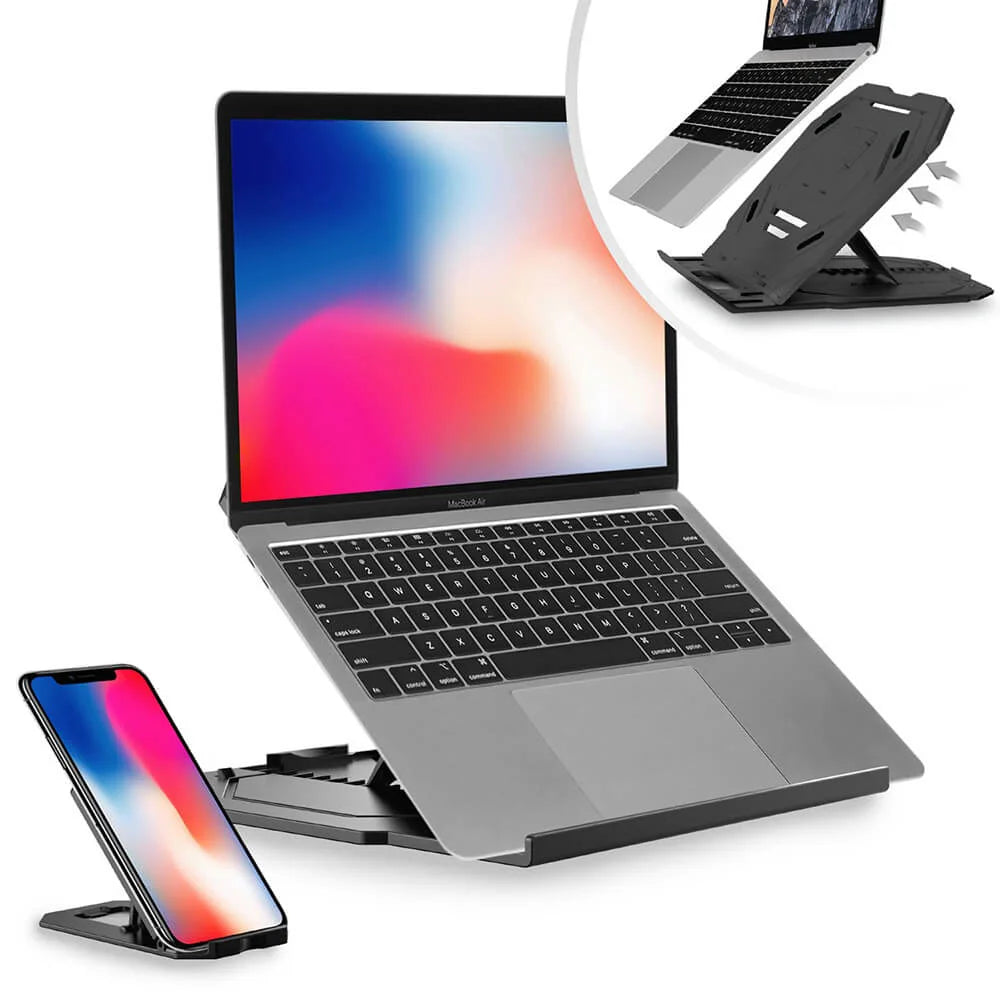 Desire2 Laptopställ 2-i-1 Portabelt 360 Roterbart Svart