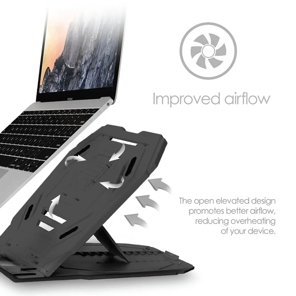 Desire2 Laptopställ 2-i-1 Portabelt 360 Roterbart Svart