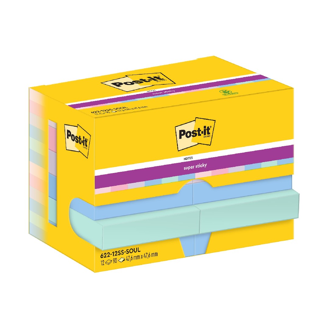 Post-it Super Sticky Notes Soulful 47,6x47,6mm 12/fp