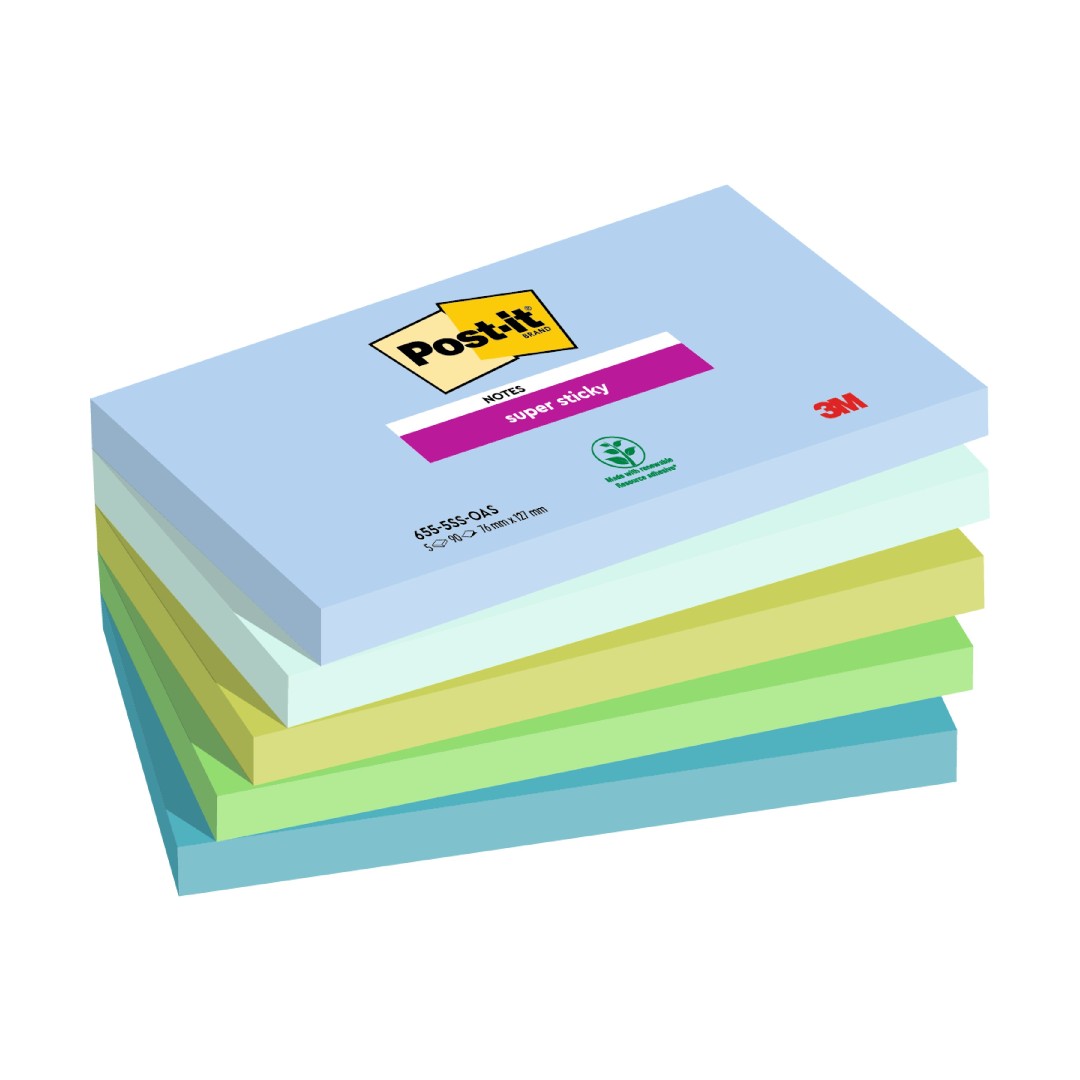 Post-it Super Sticky Notes Oasis 76x127mm 5/fp