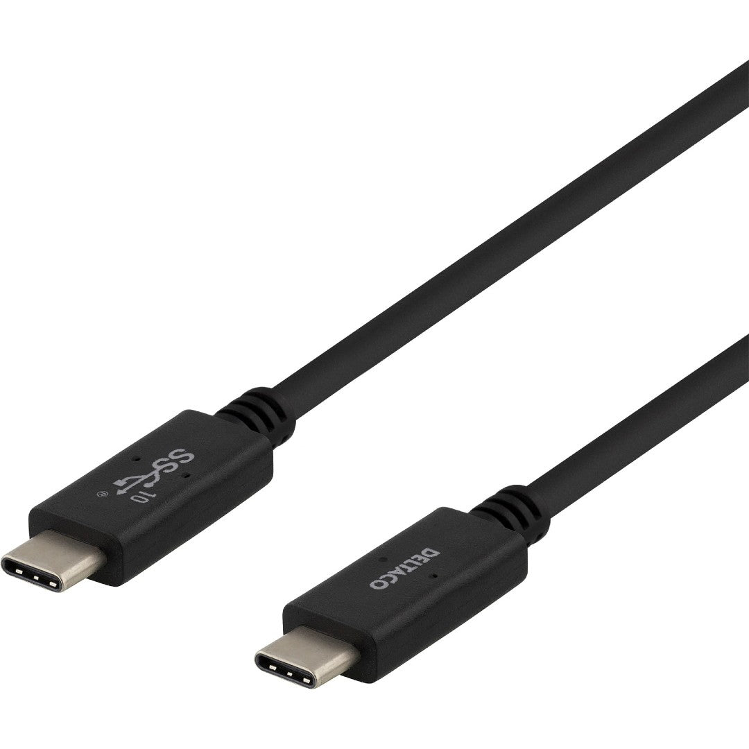 Deltaco USB-C till USB-C Kabel 3.1 Gen 2 1m Svart