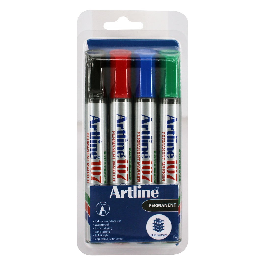 Artline Märkpenna 107 Rund 1.5mm 4-pack Sorterade Färger