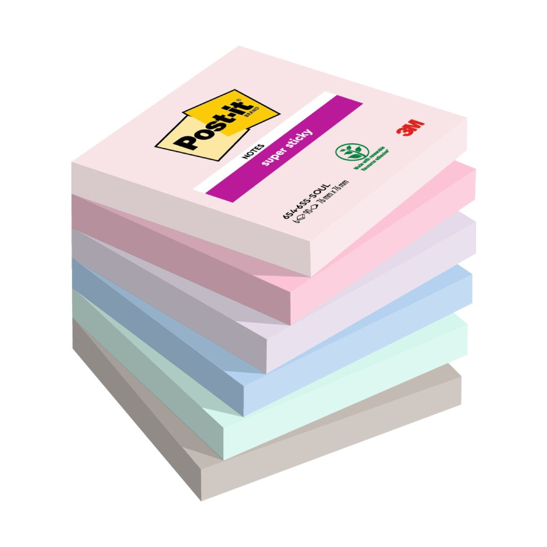 Post-it Super Sticky Notes Soulful 76x76mm 6/fp