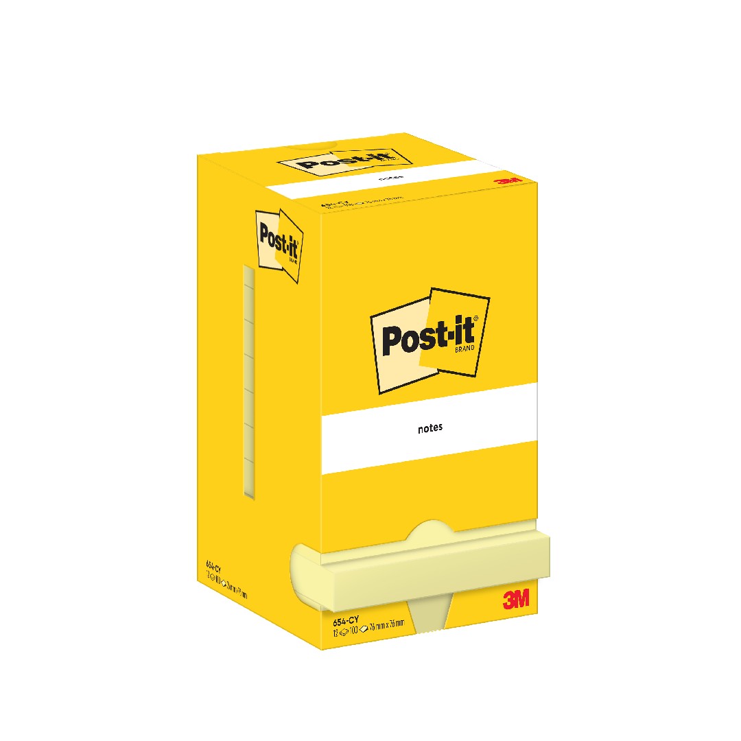 Post-it Notisar Gul 76x76mm 12/fp