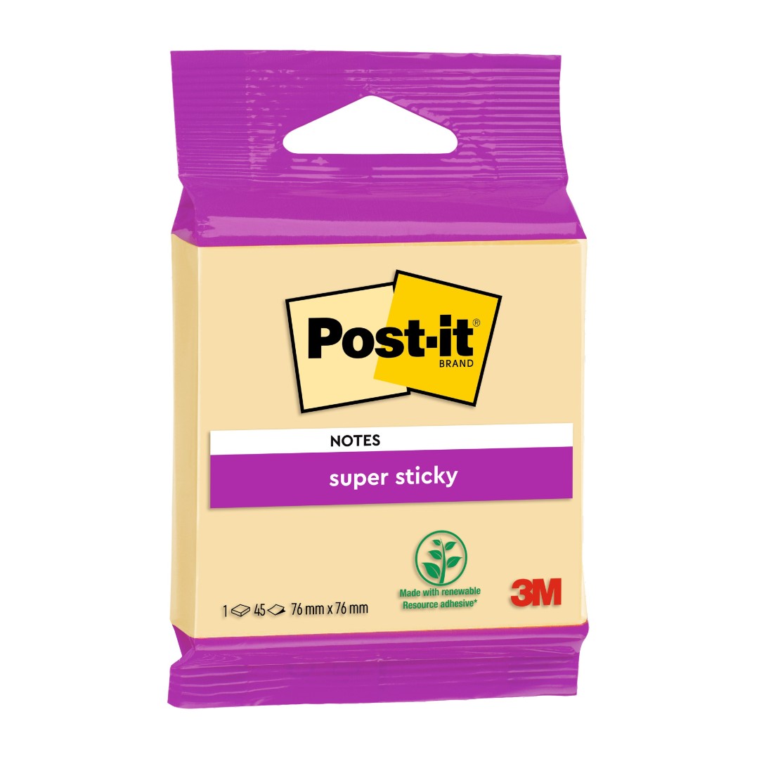 Post-it Notes Super Sticky Canary Yellow 76x76mm 45 blad