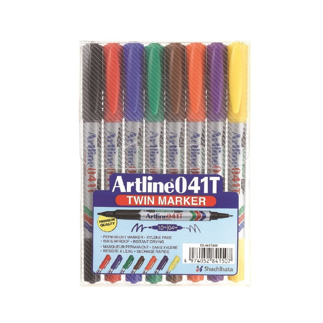 Artline Märkpenna 041T 2-i-1 8-pack Mixade Färger