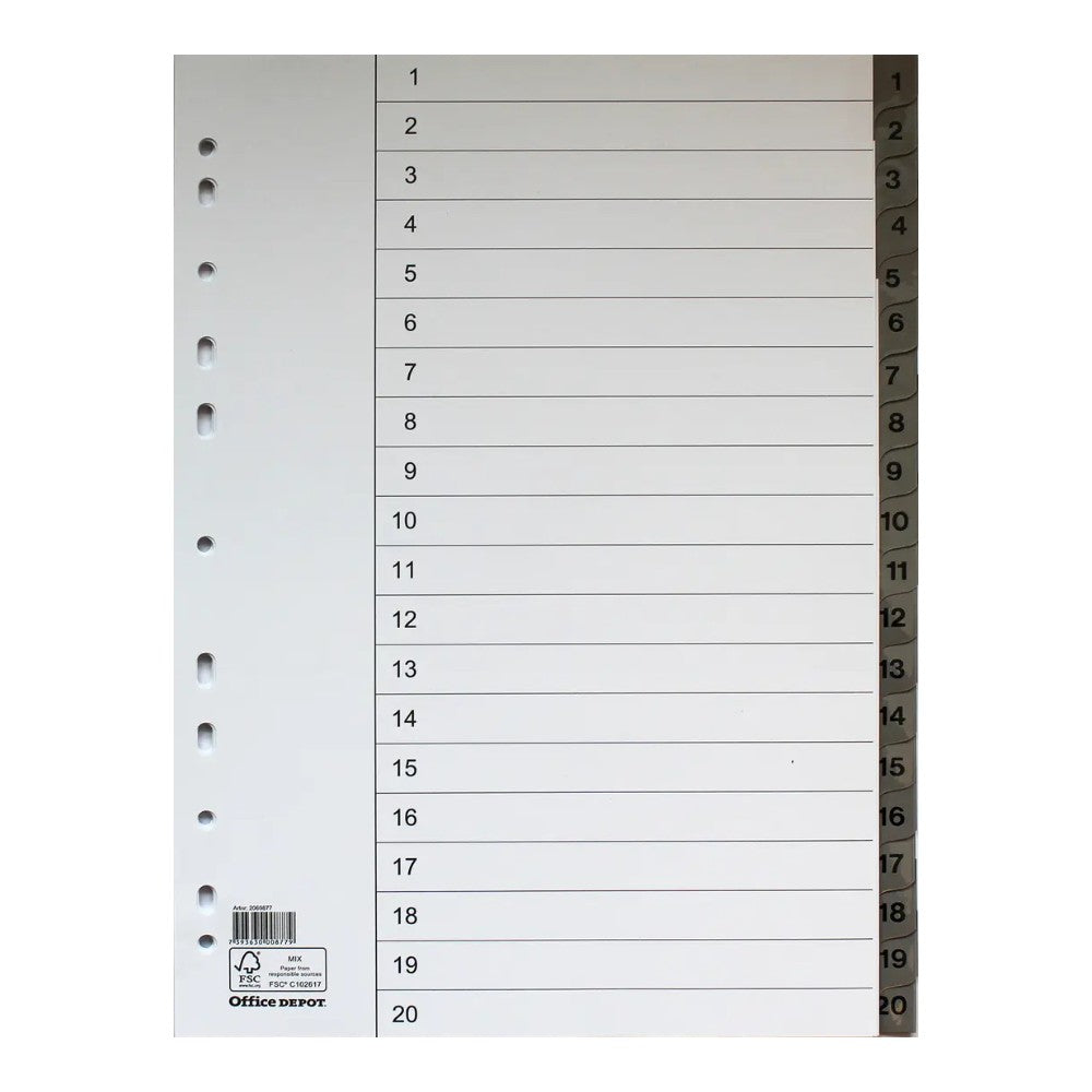Register A4 flikförstärkt 1–20 10/fp