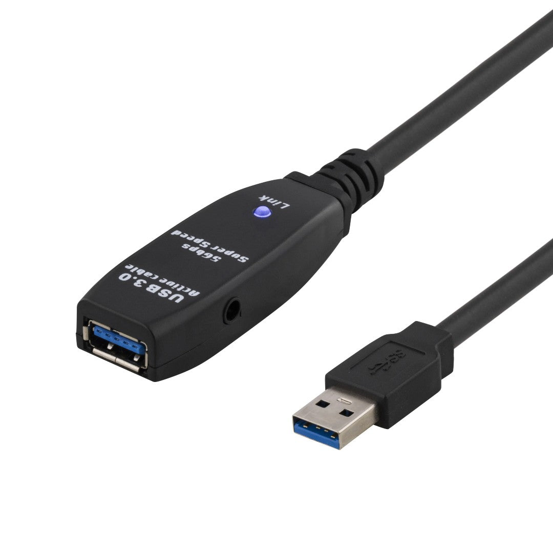 Deltaco USB 3.0 Förlängningskabel Aktiv 5m Svart