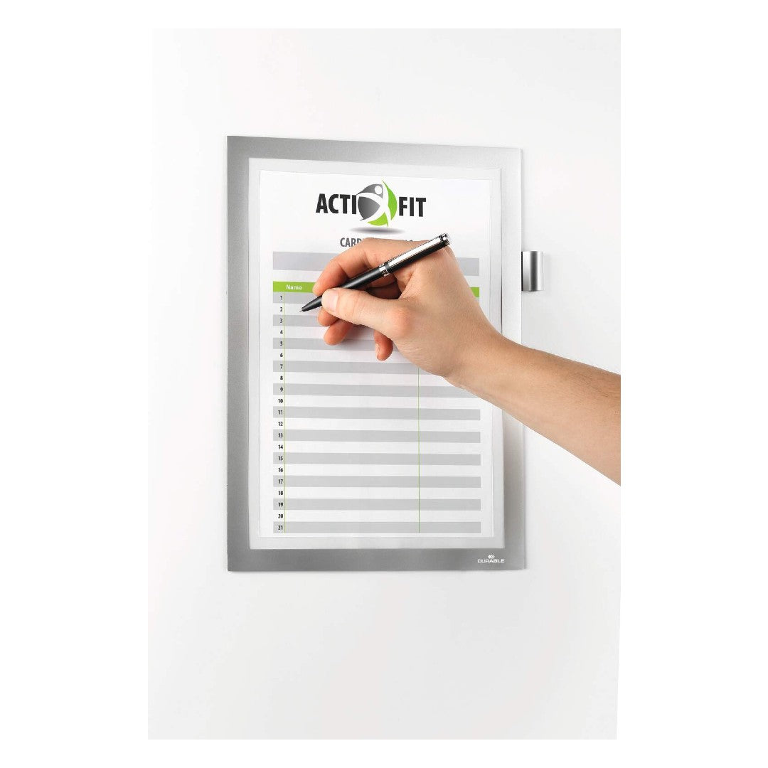 Durable Magnetram självhäftande Duraframe Note A4 silver