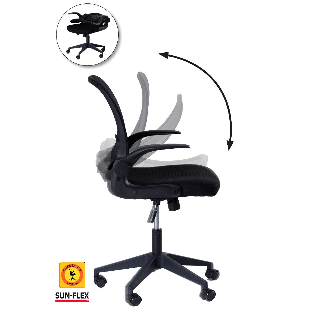 Sun-Flex Hideaway Chair Skrivbordsstol med Fällbar Rygg, Svart