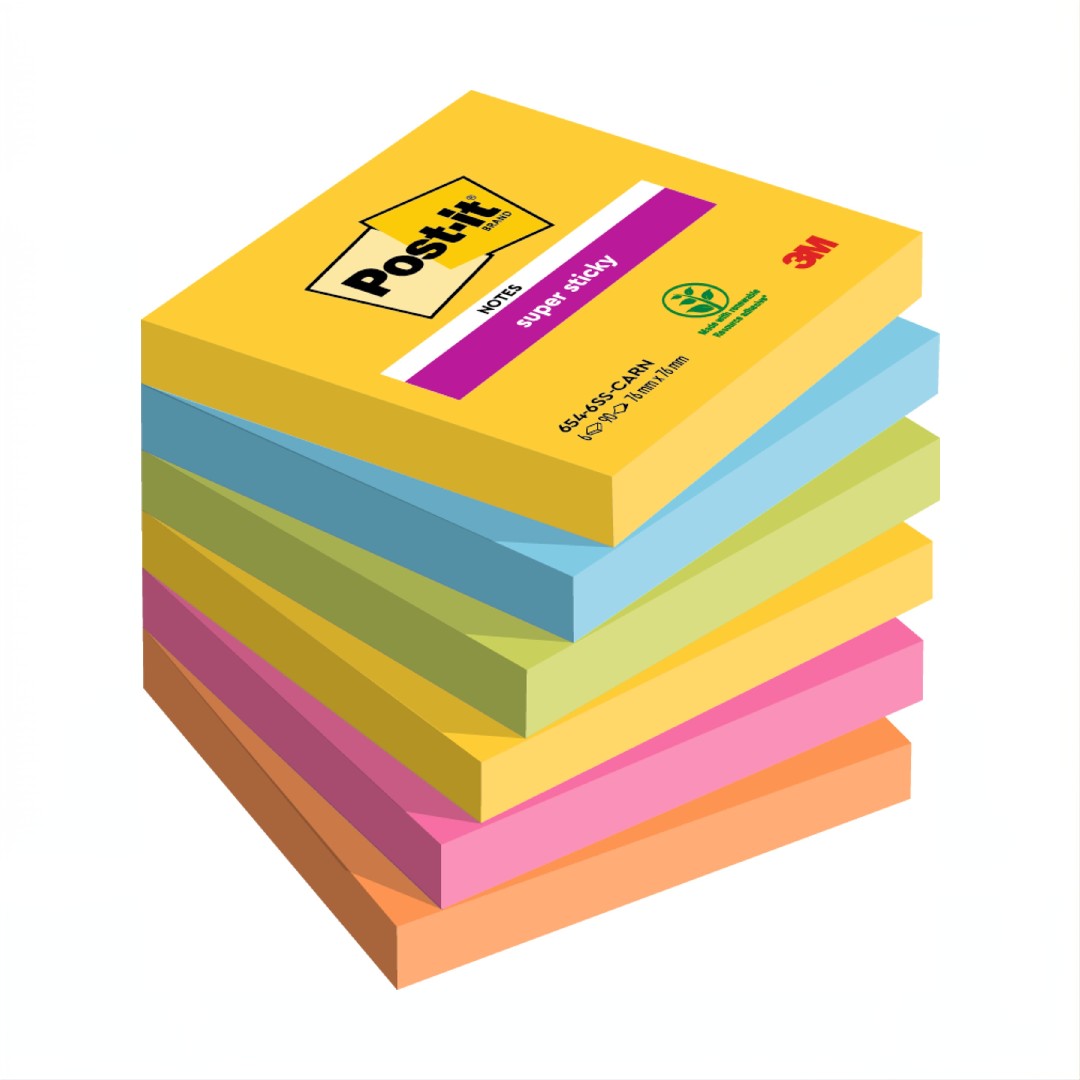 Post-it Super Sticky Notes Rio 76x76mm 6/fp