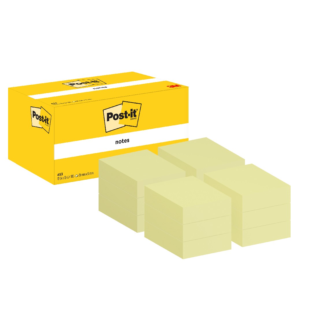Post-it Notes Gul 38x51mm 12/fp