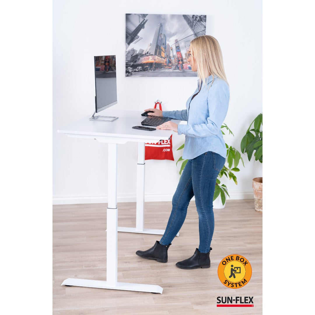 Sun-Flex Easydesk Elite Höj- och Sänkbart Bord, Pure White, 120x60 cm