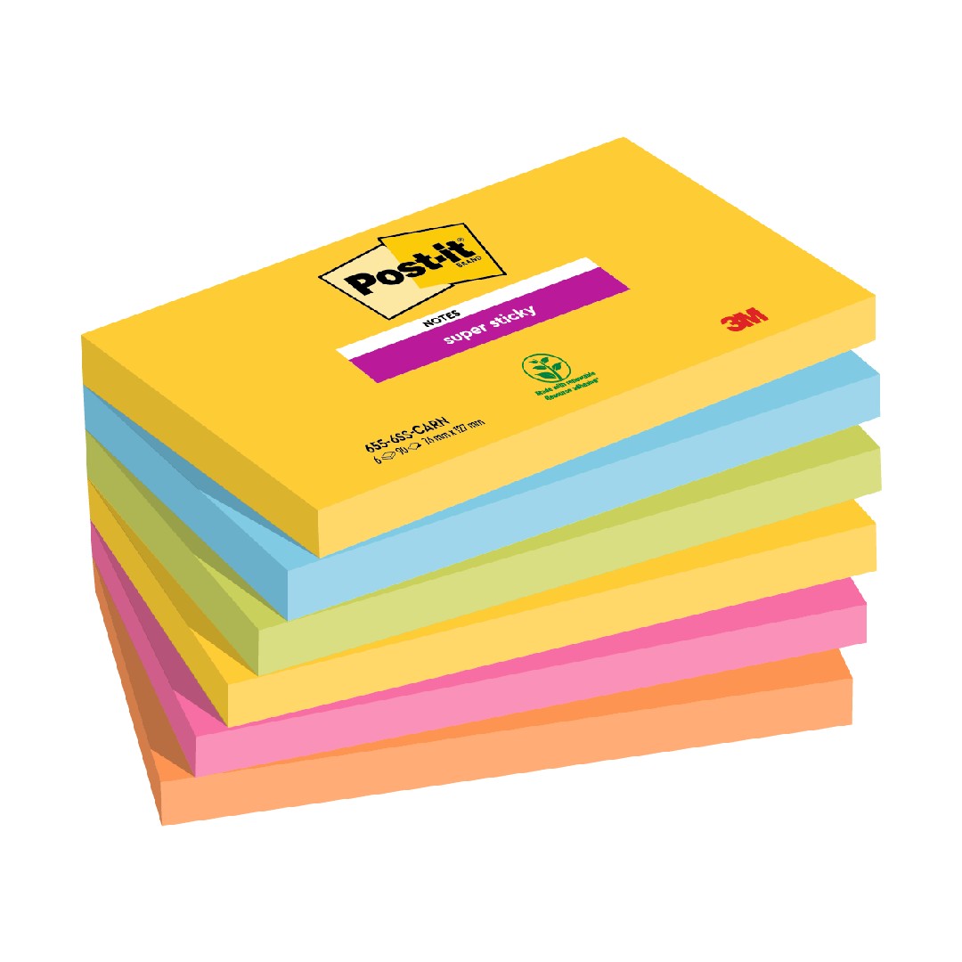 Post-it Super Sticky Notes Rio 76x127mm 6/fp